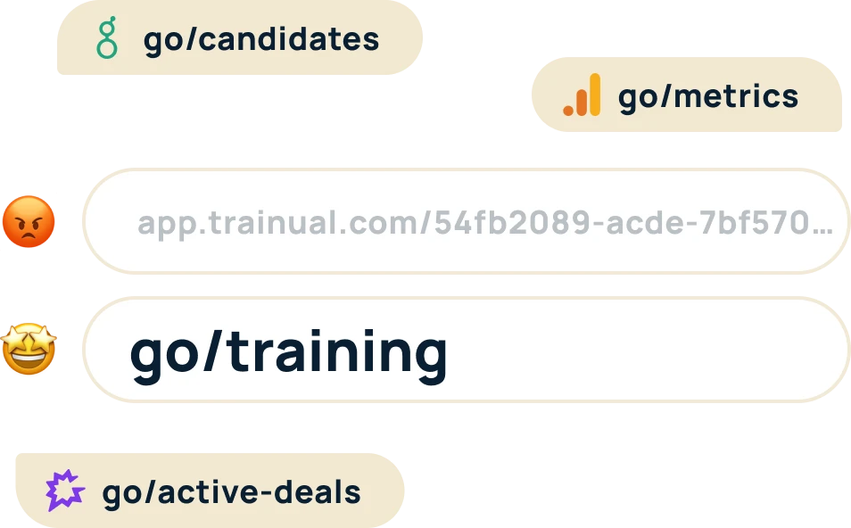Go Links® being used in a browser with the go/links address bar shortcut